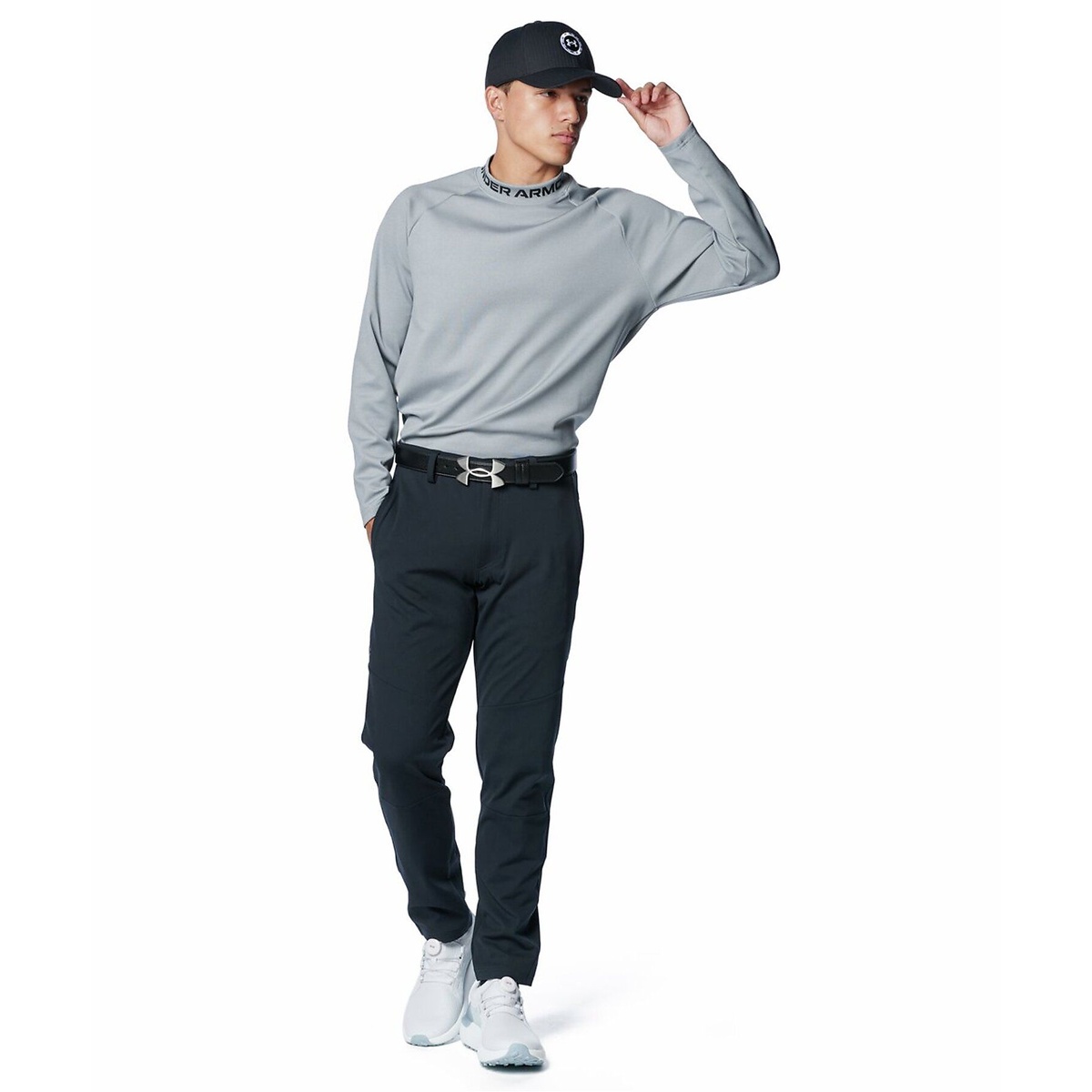 UA ARMOUR KNIT WORDMARK LONG SLEEVE MOCK NECK SHIRT