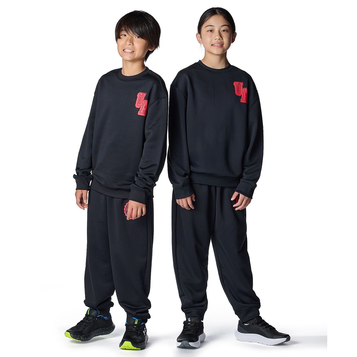 UA TECH TERRY OVERSIZED COLLEGE CREST LOGO CREW