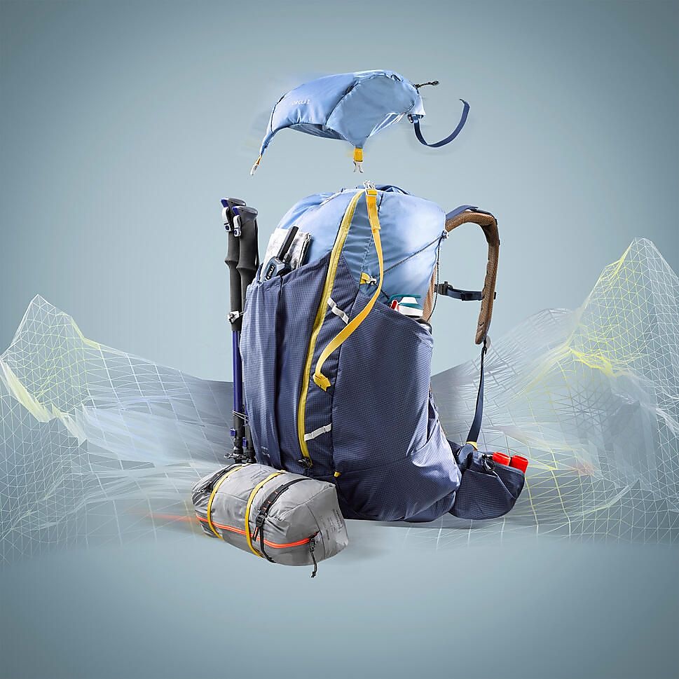 ハイキングメンズバックパック50－60LBLU