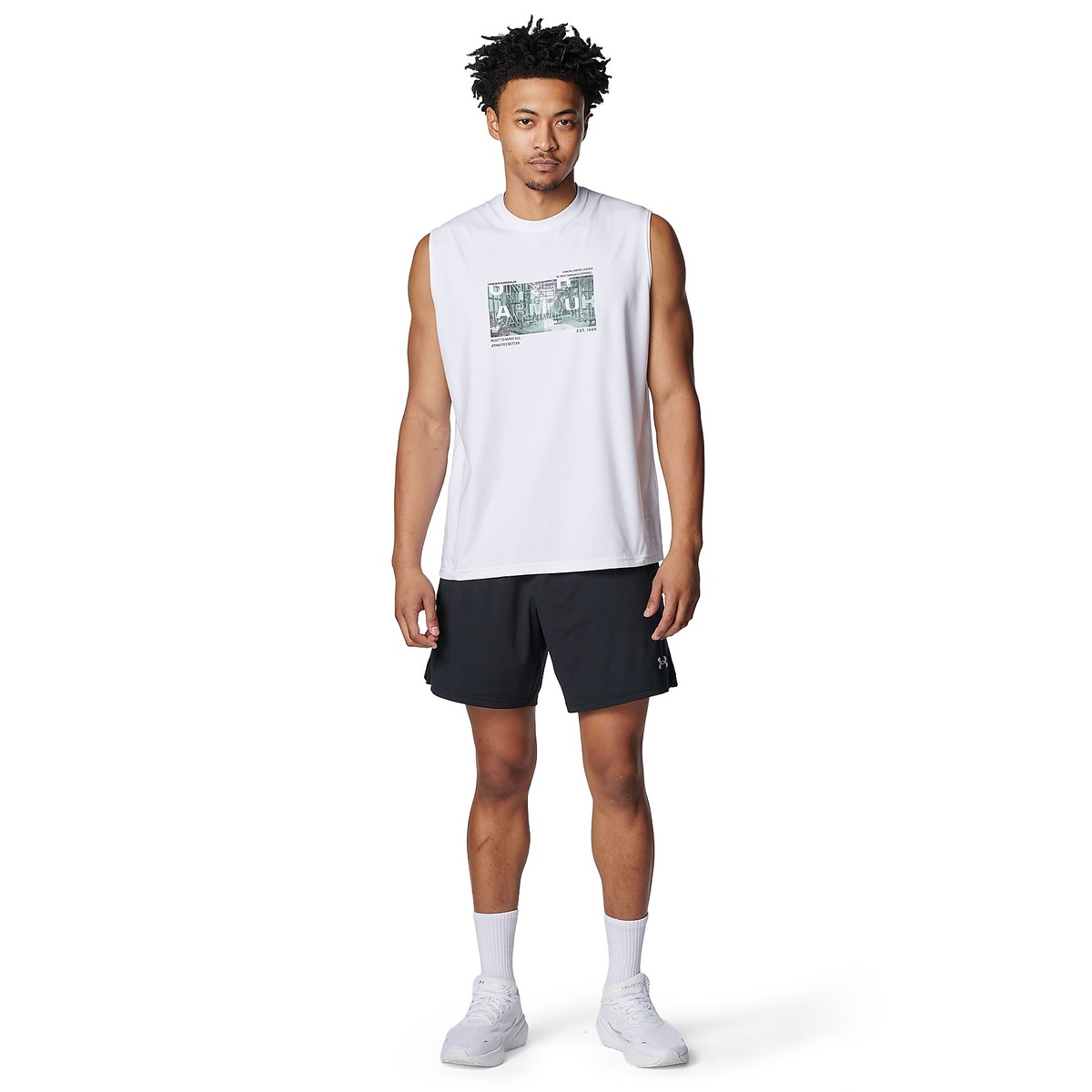 UA MOTIVATE GRAPHIC SLEEVELESS SHIRT