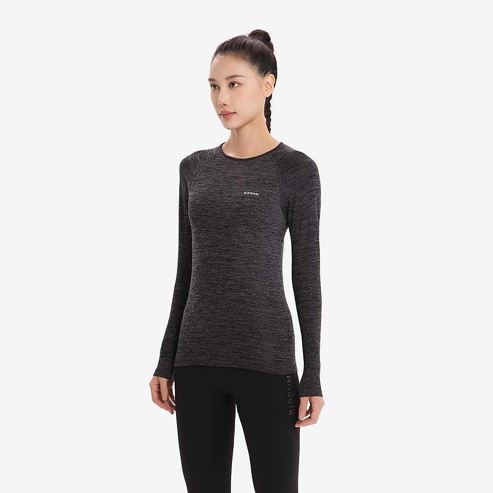 KIPRUNレディース長袖TシャツRUN500 GRY