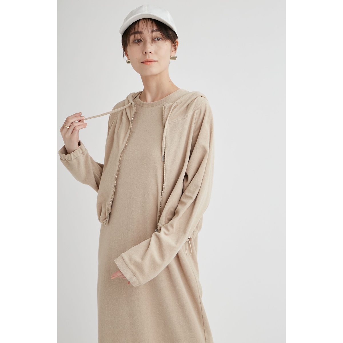 PlaXクロップド丈パイルパーカー