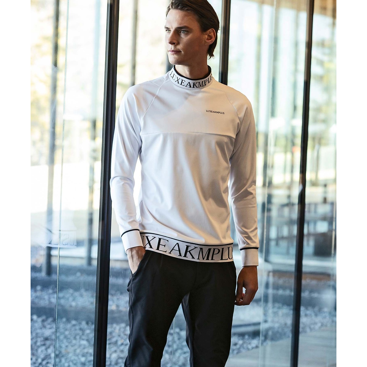 HEM LOGO MOCK NECK LONG T-SHIRT