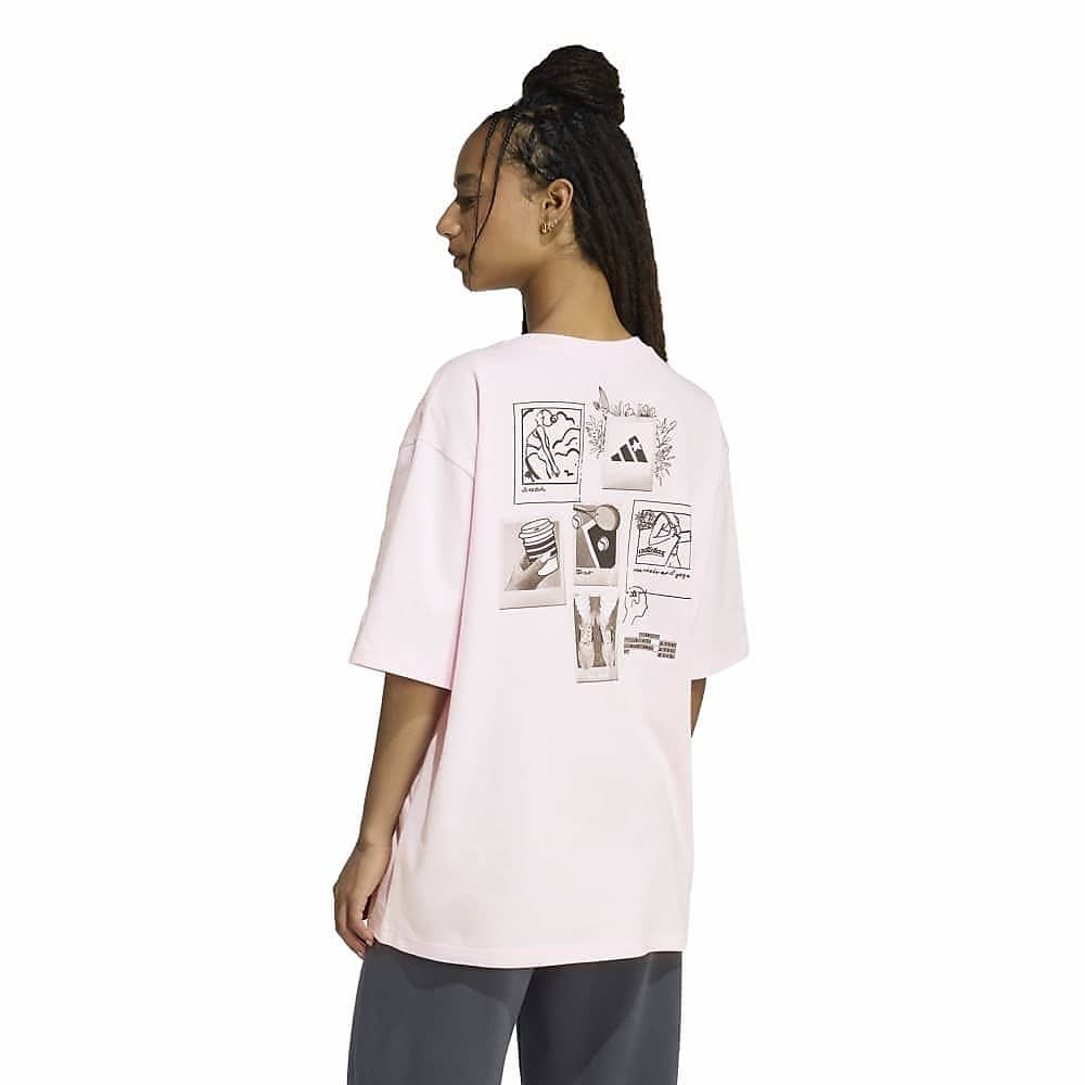 W オーバーサイズ バックグラフィック Tシャツ