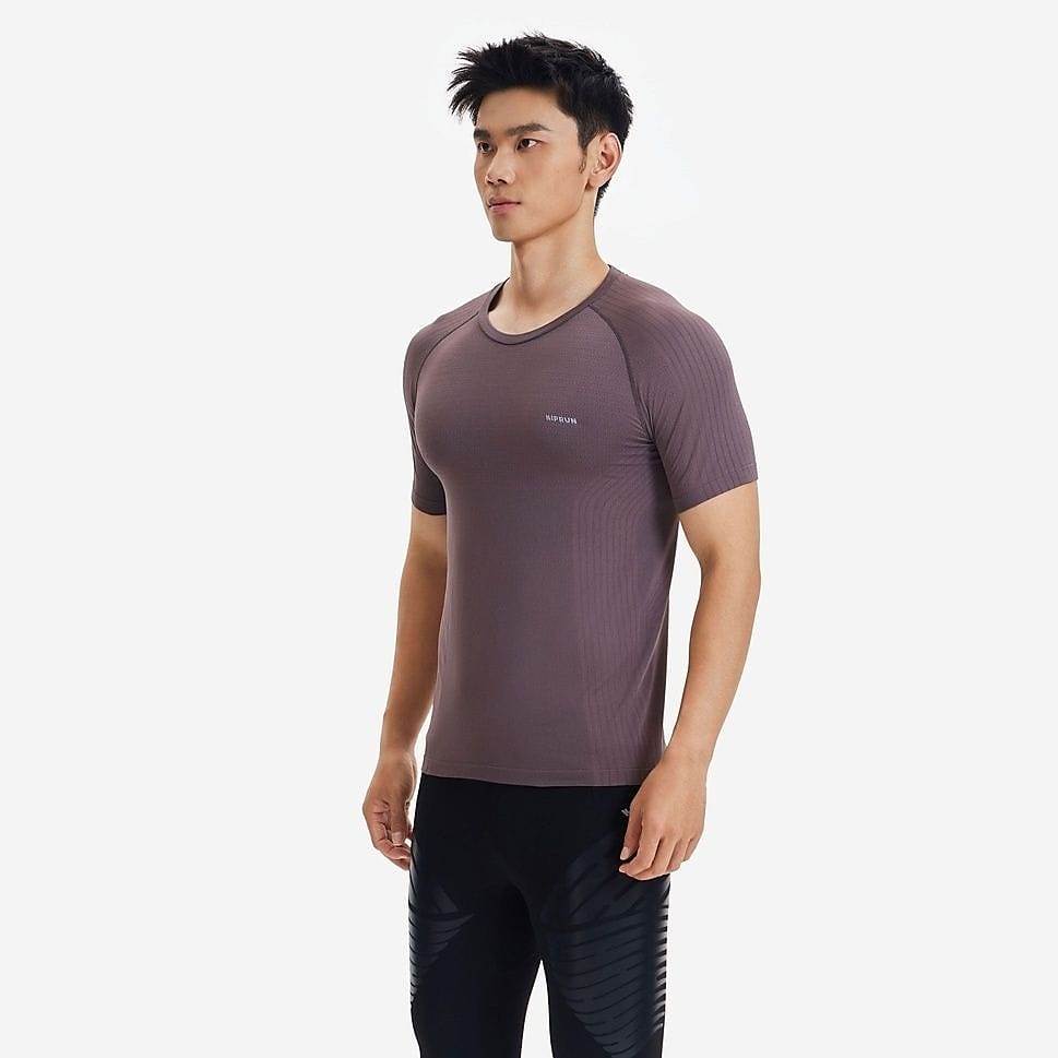 KIPRUNメンズTシャツRUN500 シームレスCOMFORT SLIM BRN