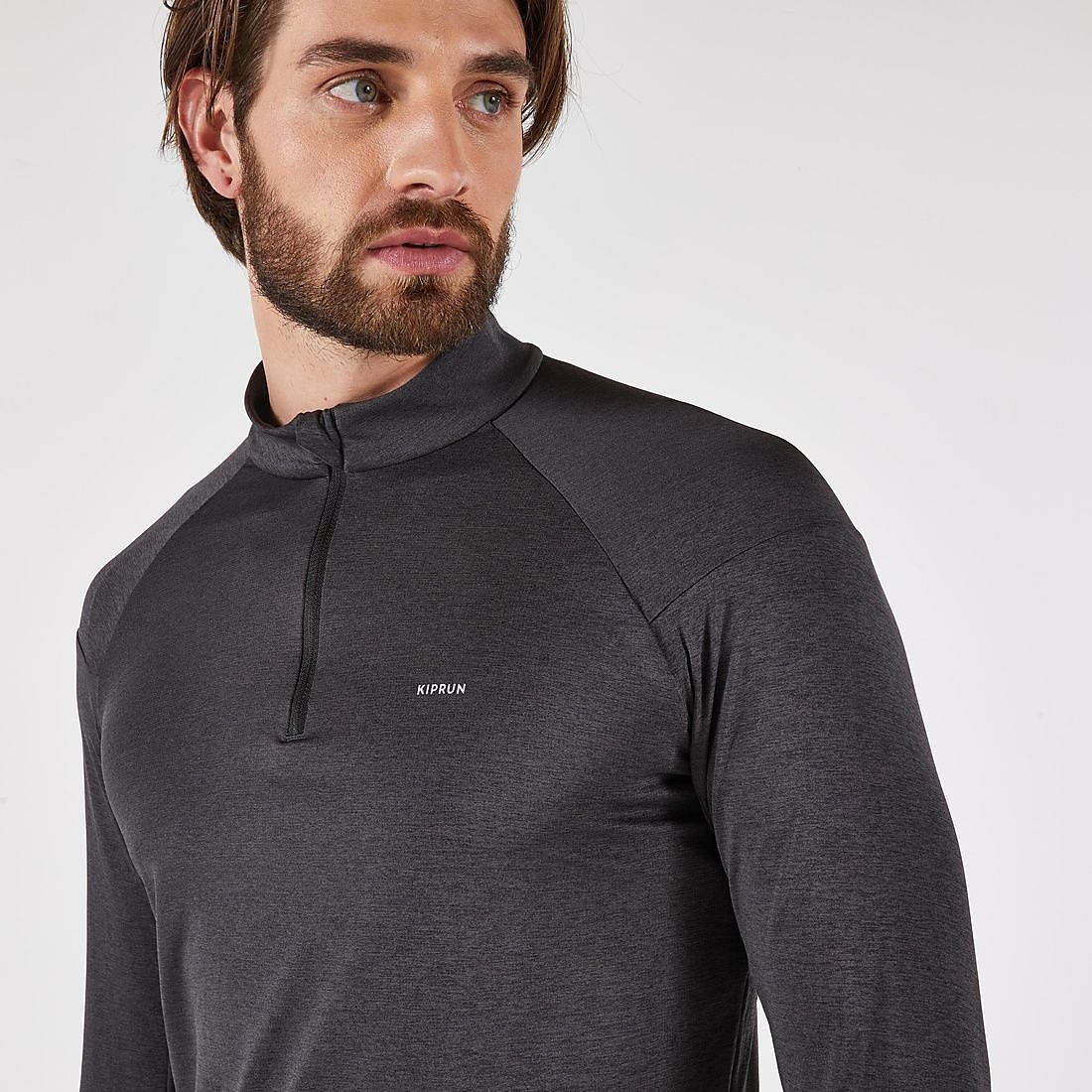 ランニング メンズ 保温/透湿性 ハーフファスナー長袖Tシャツ RUN 100 BLK