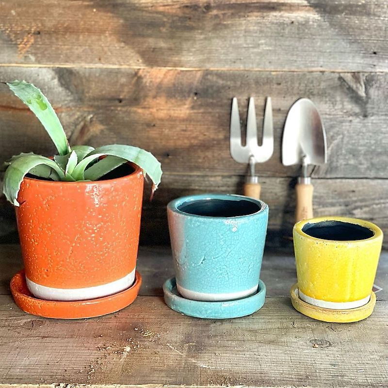 COLOR GLAZED POT ORANGE (カラー グレーズド ポット) M