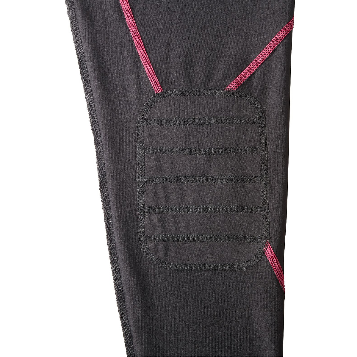 ウィメンズ ストレッチロングタイツ 膝2重(オールシーズン)-ブラック/ピンク