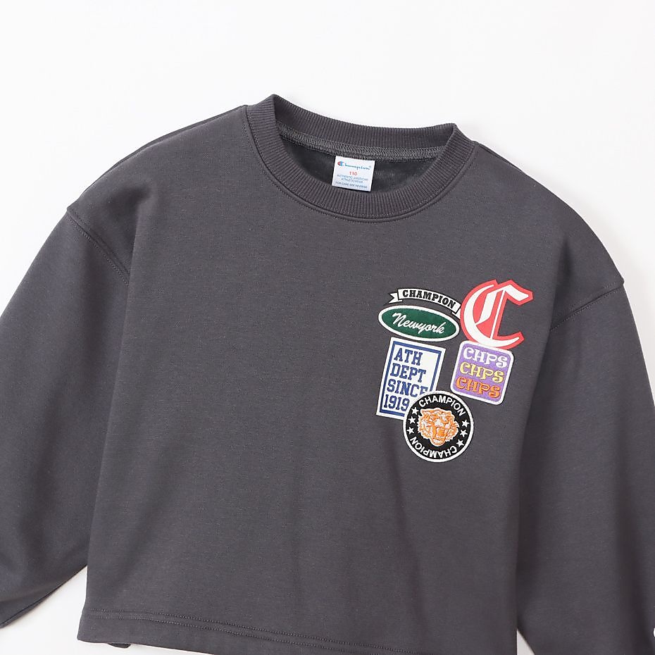 Champion　胸ワッペン刺繍ワイドスウェット