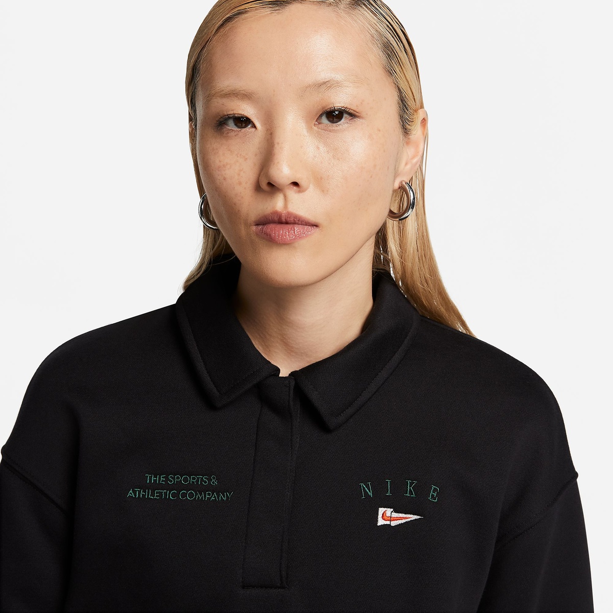 ナイキ ウィメンズ NSW FLC L/S クロップ トップ 3Q ポロ NCPS