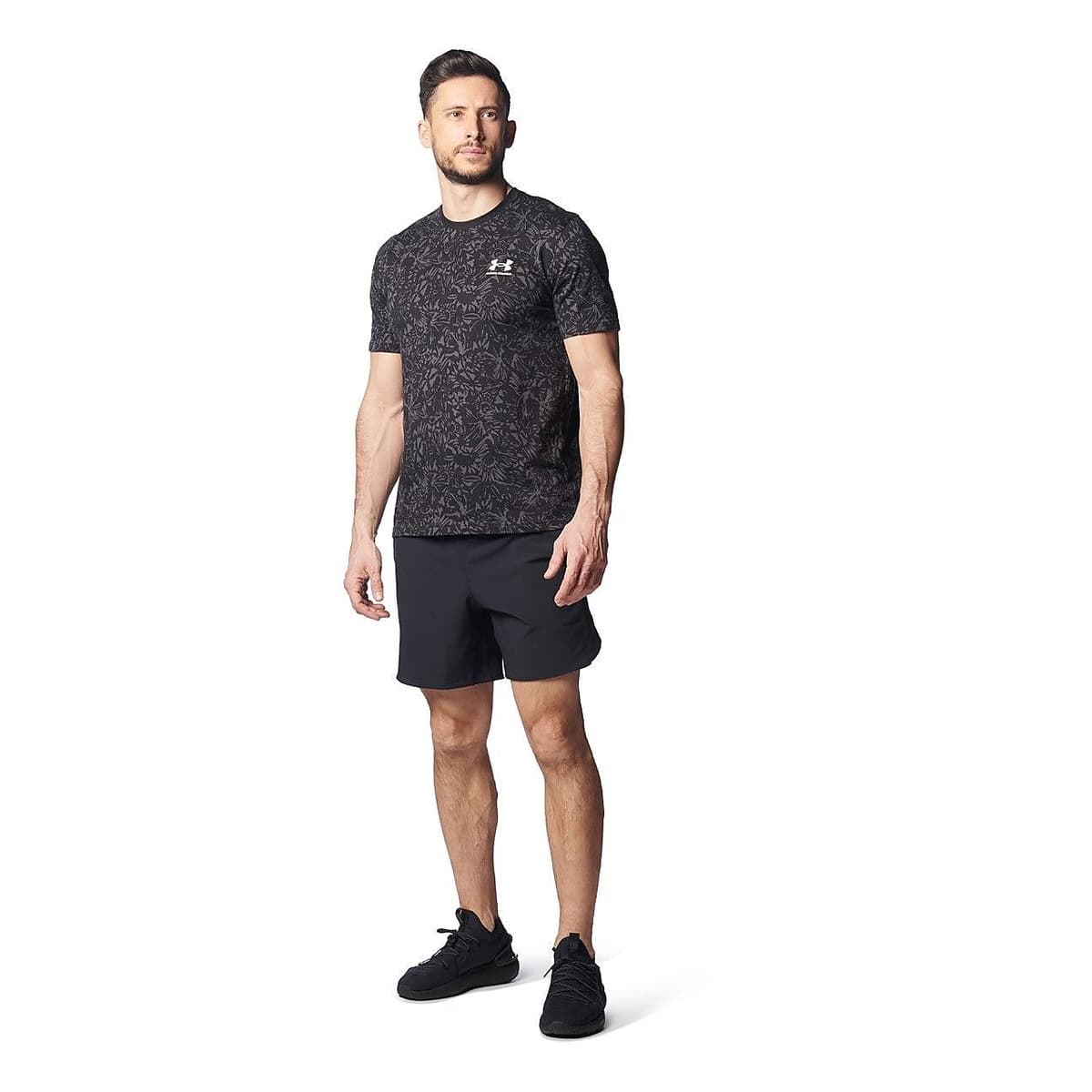 UA CHARGED COTTON SHORT SLEEVE PRINTED