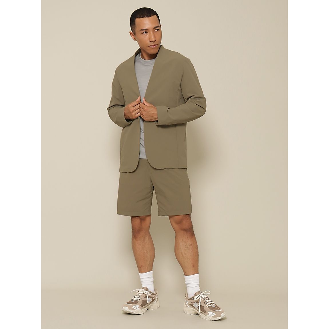 リサイクル裏ドビーナイロン カラーレスジャケット MENS