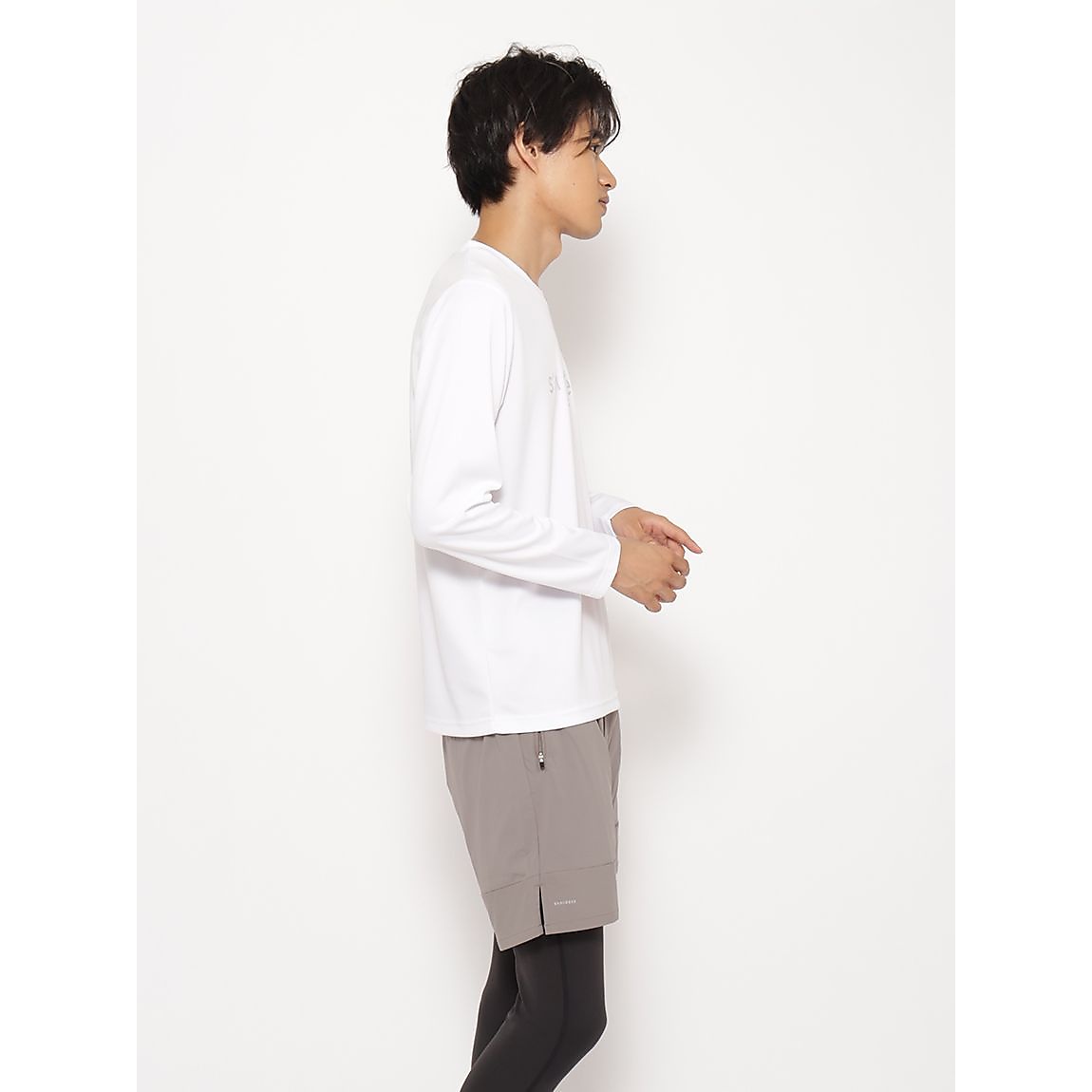 for RUN テックカノコ クルーネックロゴプリント長袖 MENS