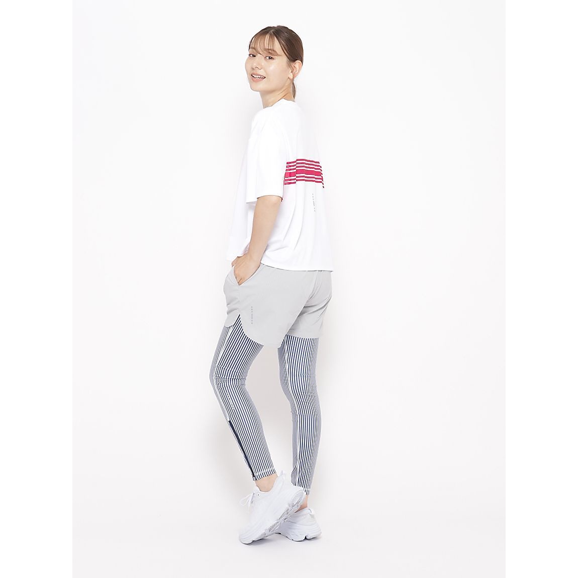 for RUN ドライスムースpr オーバーサイズラインTシャツ LADIES