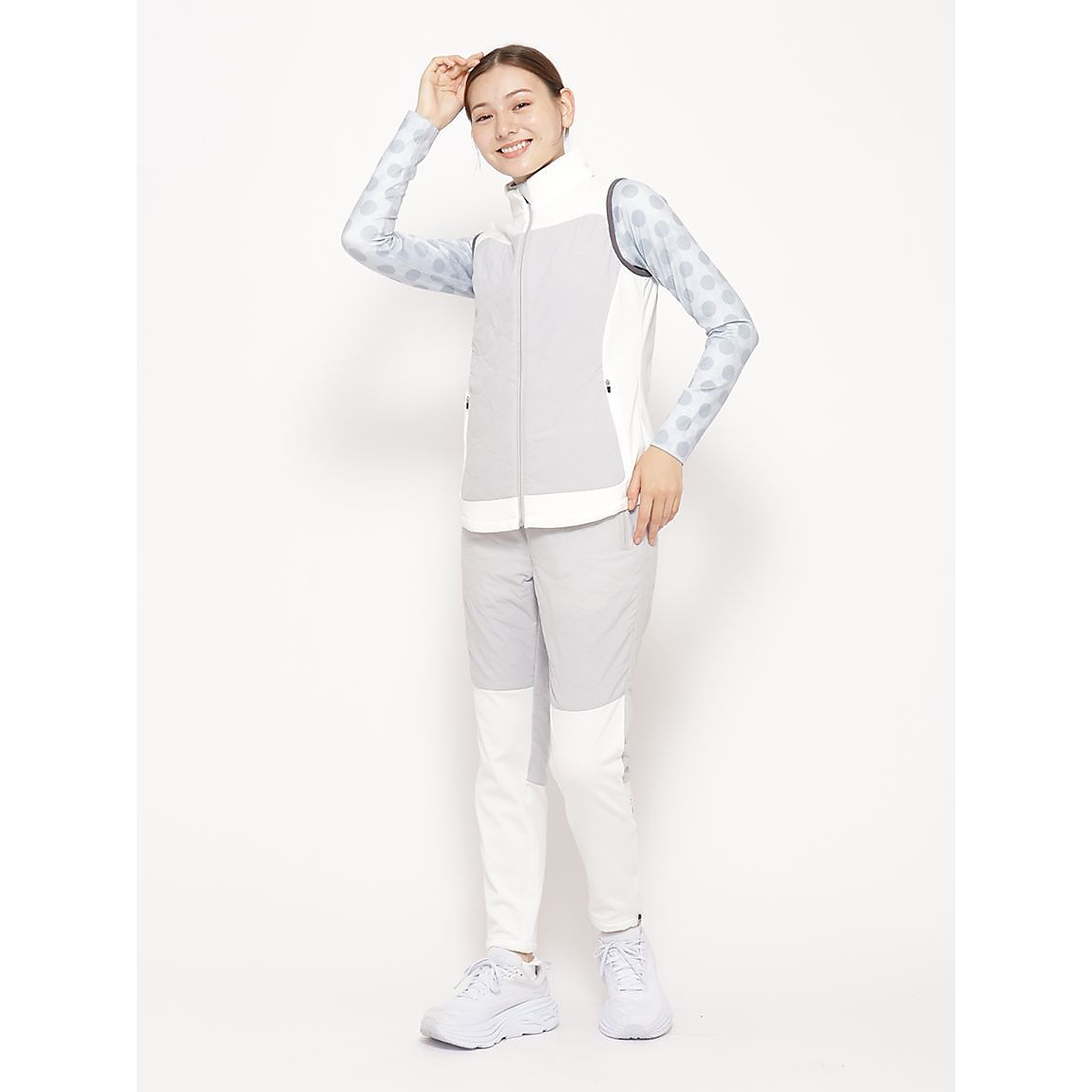 HYBRID 中綿/ジャージ スタンドカラーベスト LADIES