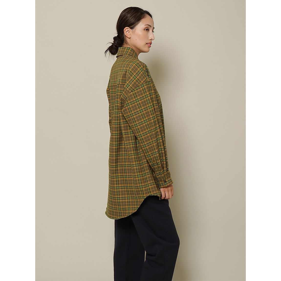 ジョーゼットチェック 裏起毛オーバーサイズシャツ