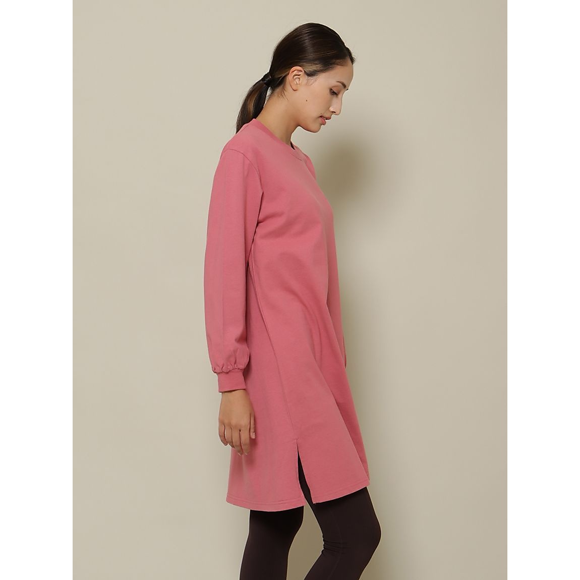 USAコットン オーバーサイズチュニック長袖Tシャツ
