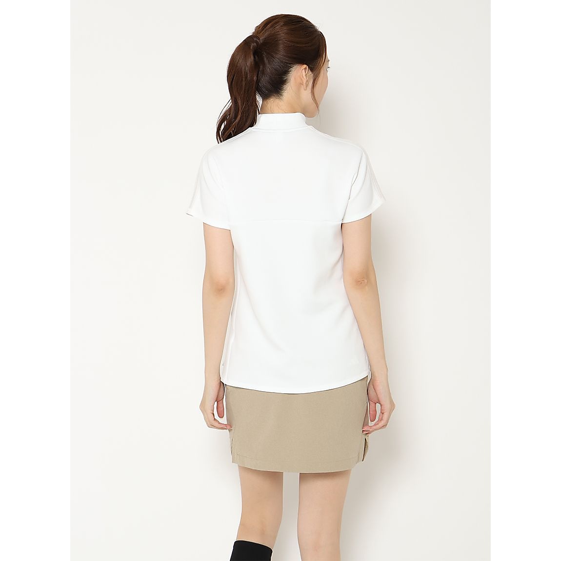 ＢＯＳモチーフ　モックネック　フレンチスリーブシャツ