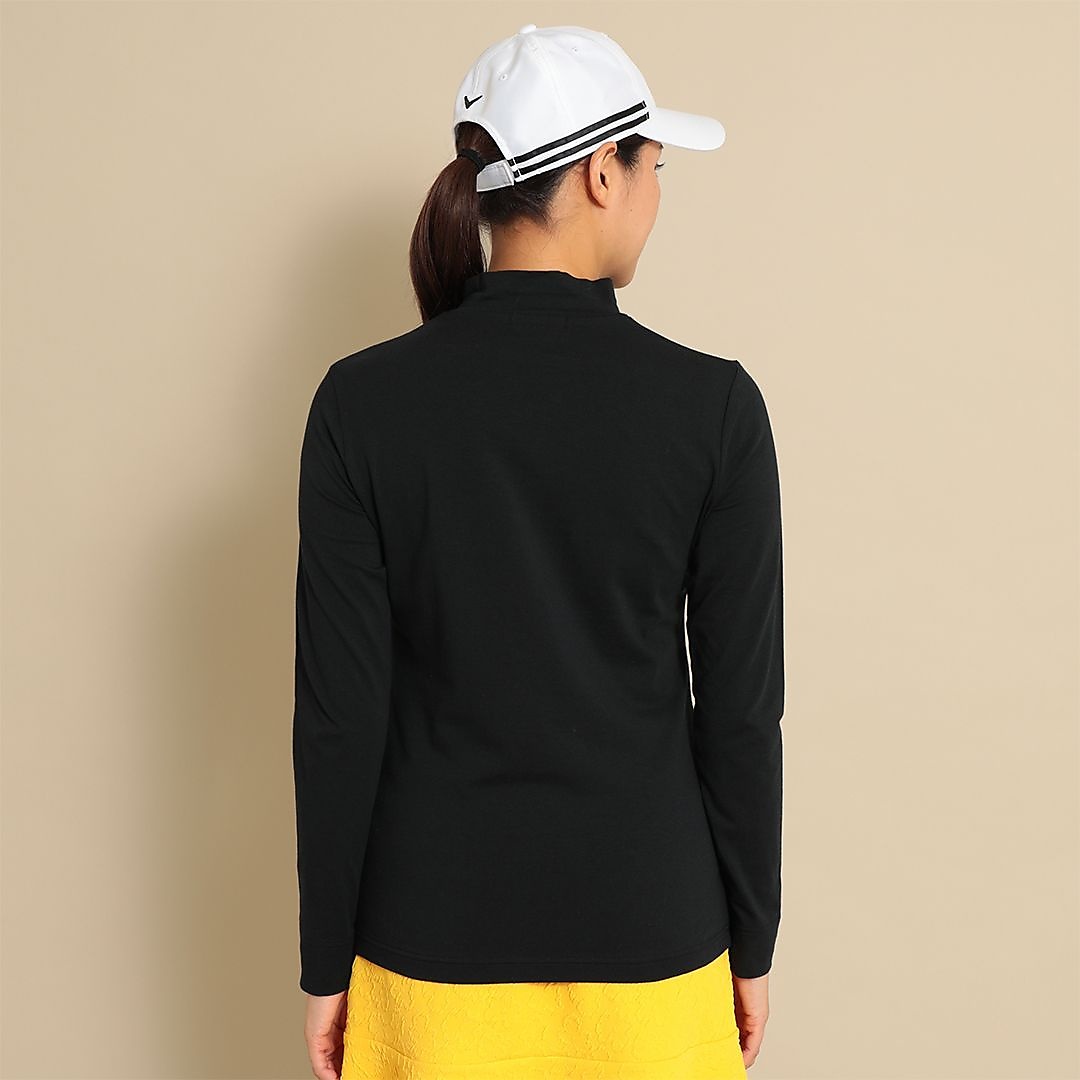 天竺長袖モックネックロゴプリントシャツ