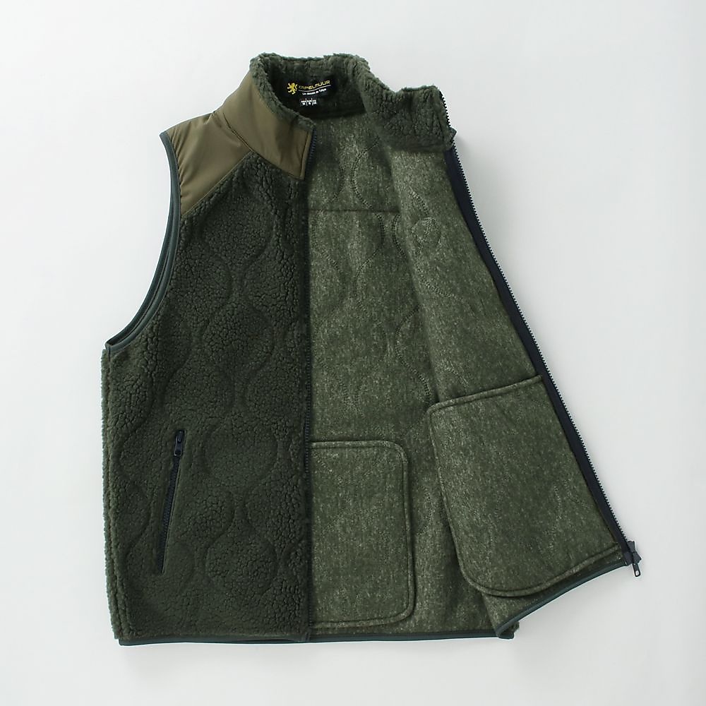キルティングボアベスト　オリーブ