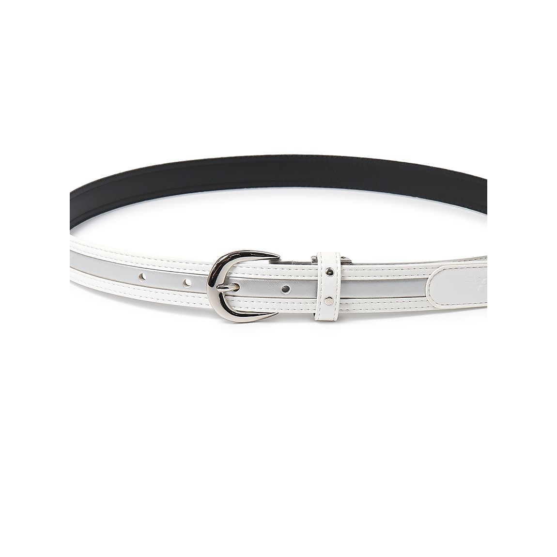 W　定番　合皮×エナメル　エンボスロゴ　ベルト　SP