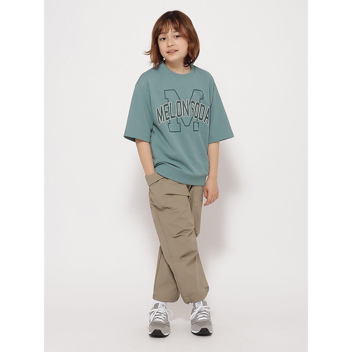 CVC裏毛スウェット クルーネック半袖ロゴJUNIOR