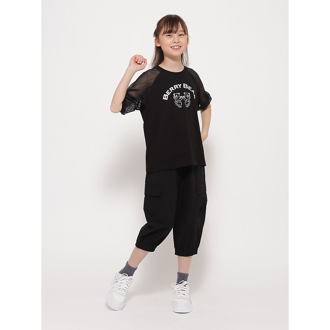 「Berry Bear」シリーズ 袖メッシュTシャツ GIRLS