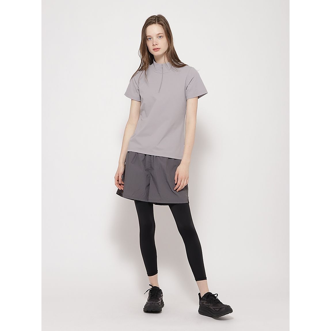 コットンタッチ天竺 ハーフジップTシャツ LADIES