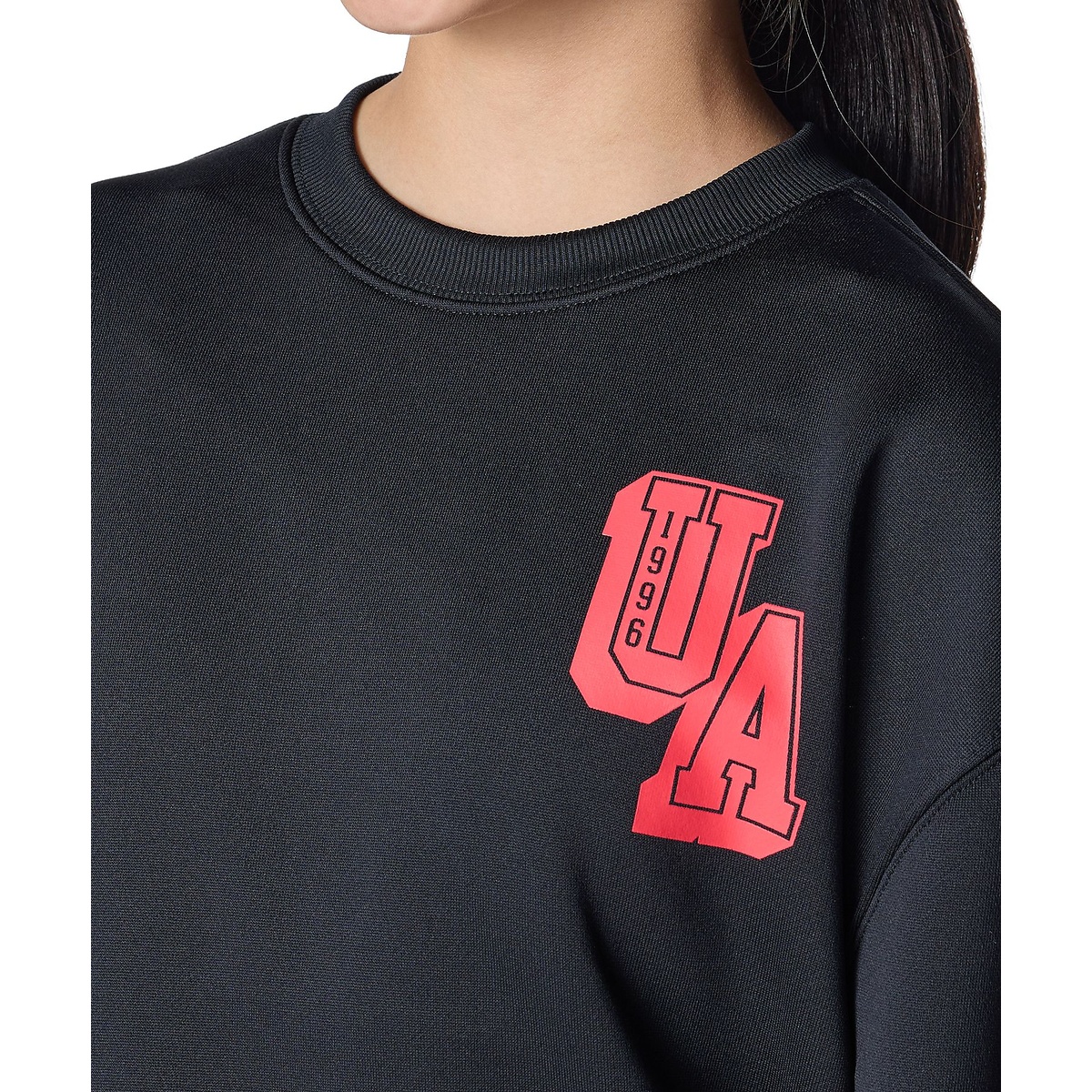 UA TECH TERRY OVERSIZED COLLEGE CREST LOGO CREW