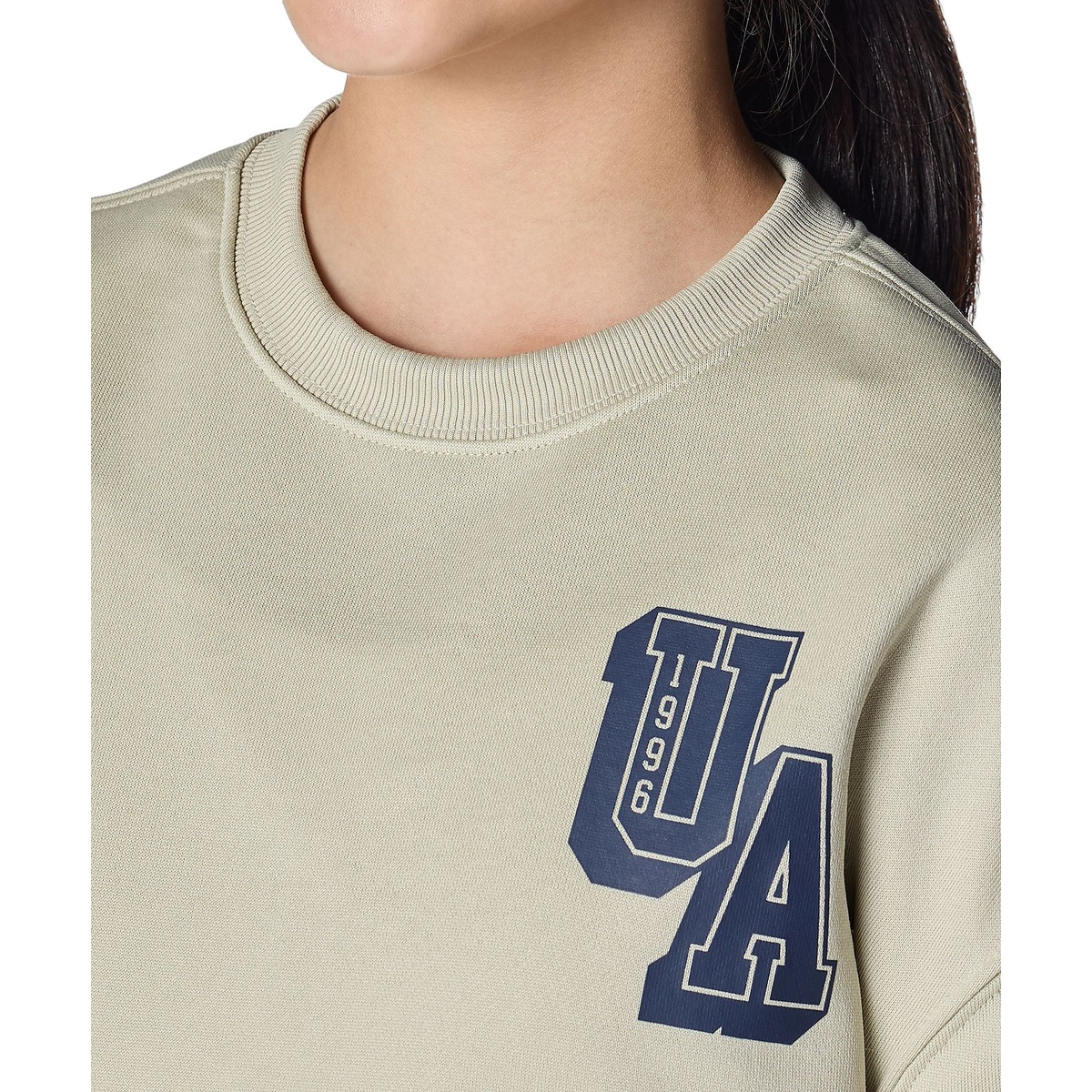 UA TECH TERRY OVERSIZED COLLEGE CREST LOGO CREW