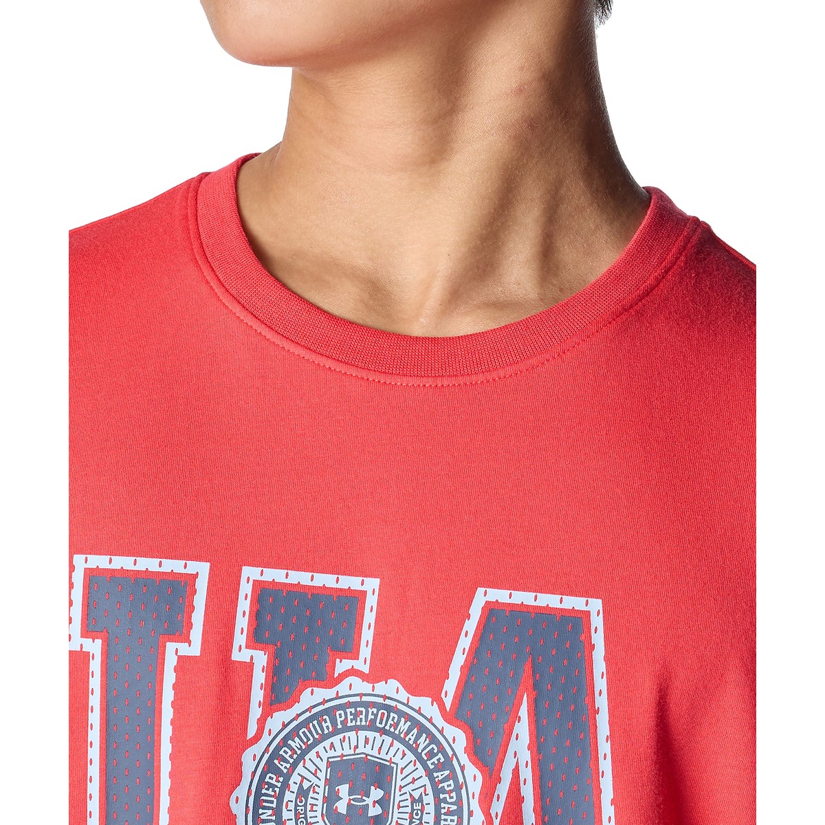 UA PERFORMANCE COTTON VARSITY LOGO LONG SLEEVE T-SHIRT