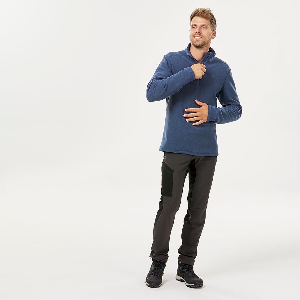 QUECHUAメンズフリース ハーフジップMH100 BLU