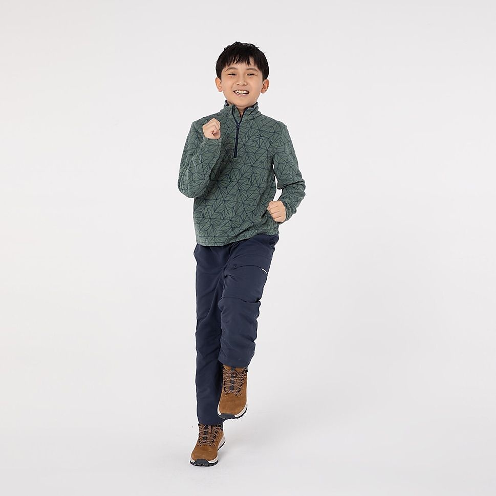 QUECHUAキッズフリース ハーフジップMH100 GRN