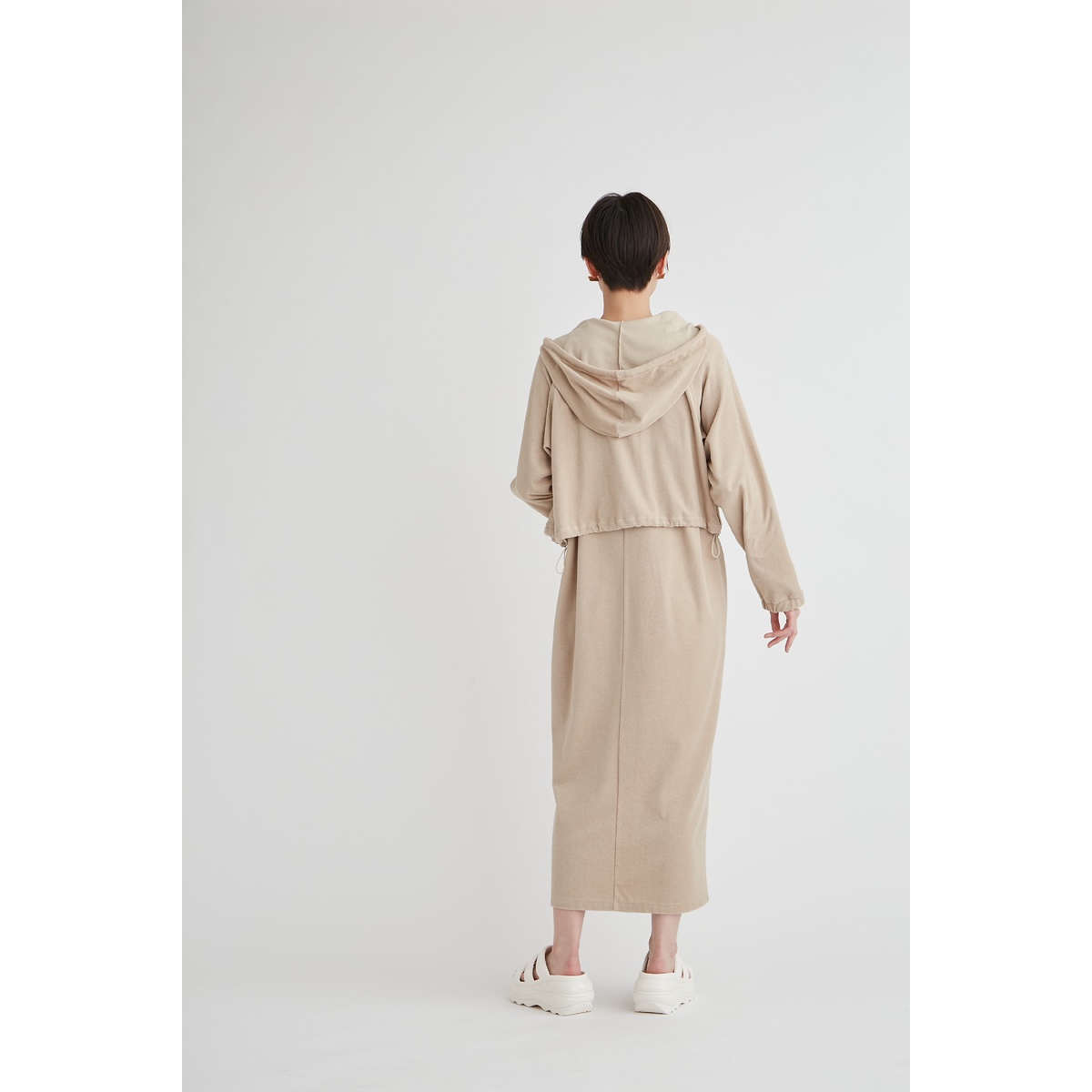 PlaXクロップド丈パイルパーカー