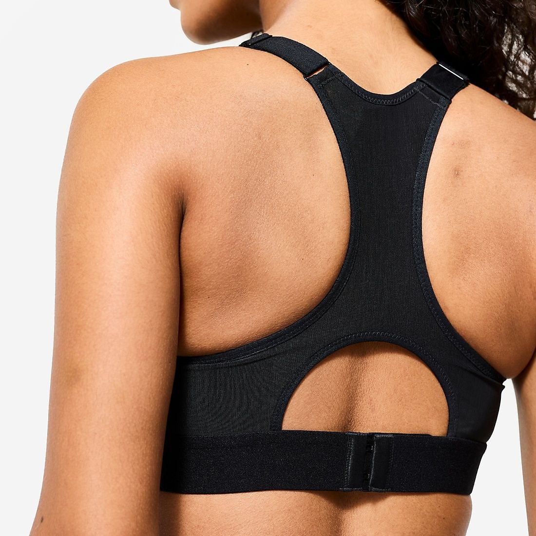 フィットネス レディース スポーツブラ カップ付き ハイインパクト アジャスタブル BLK
