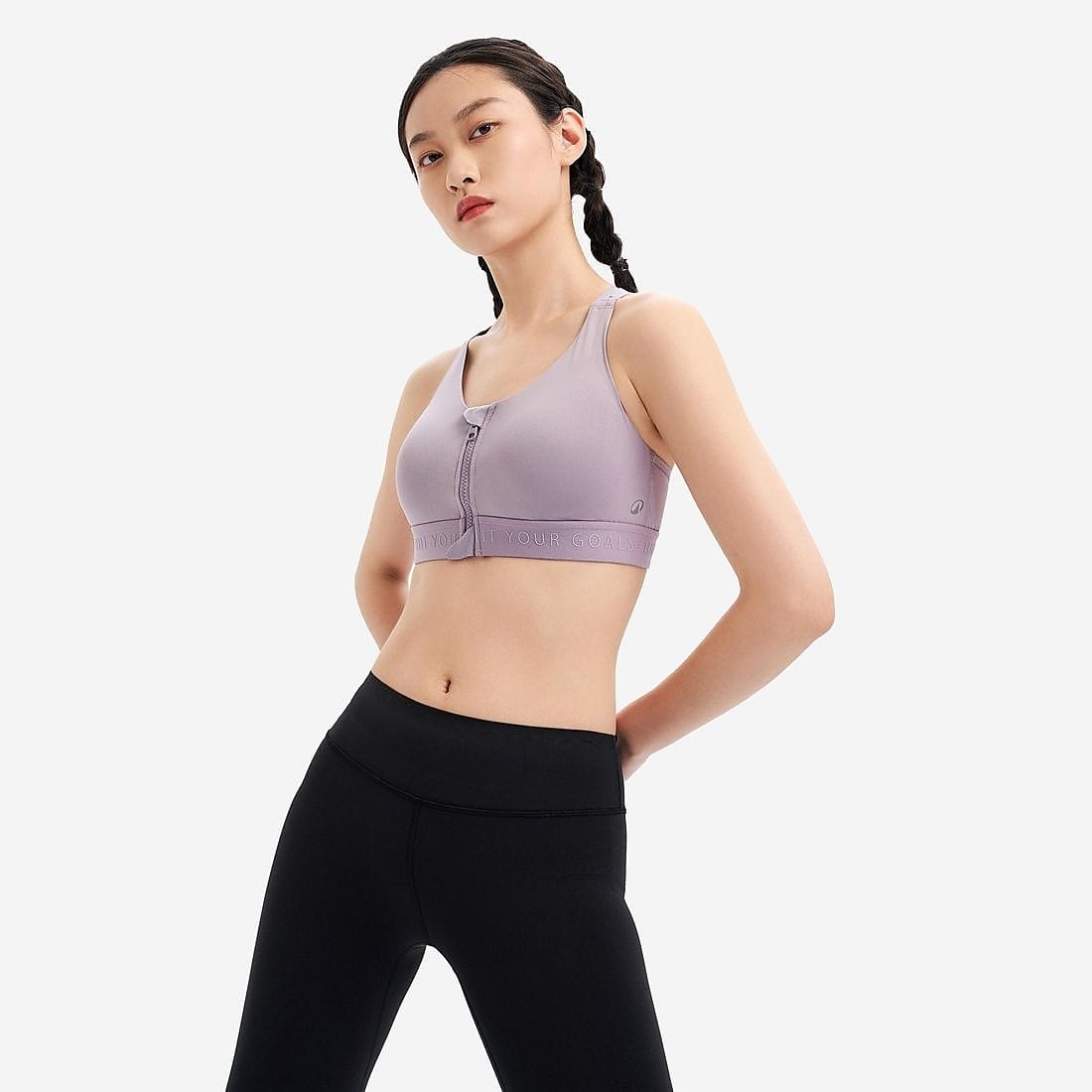 フィットネス レディース スポーツブラ カップ付 ハイインパクト ファスナー式 PPL