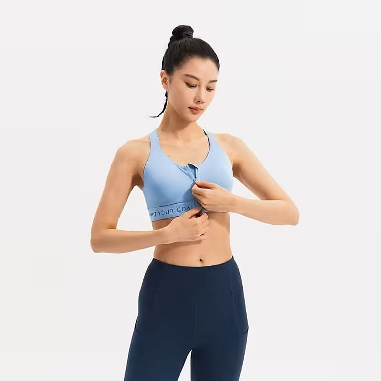 フィットネス レディース スポーツブラ カップ付 ハイインパクト ファスナー式 920BLU