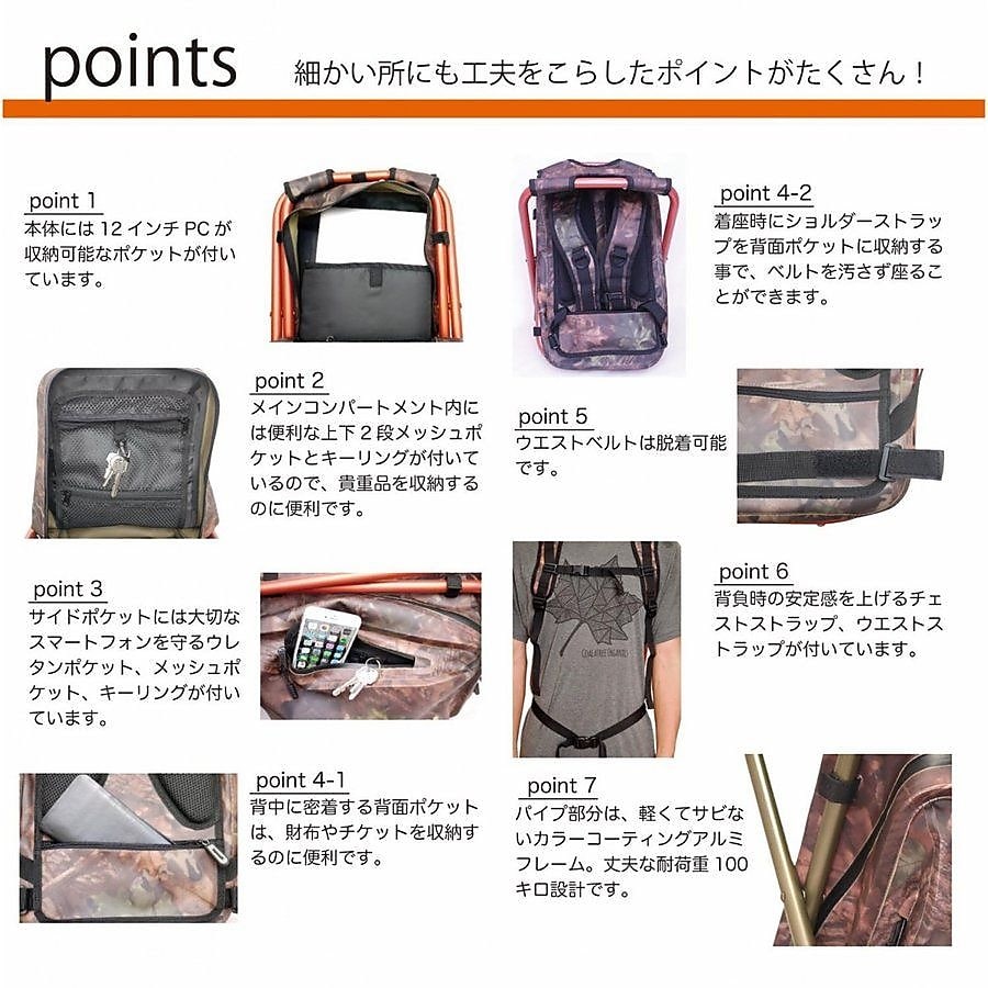 ispack WATER PROOF ADVENTURE カモ/オレンジ