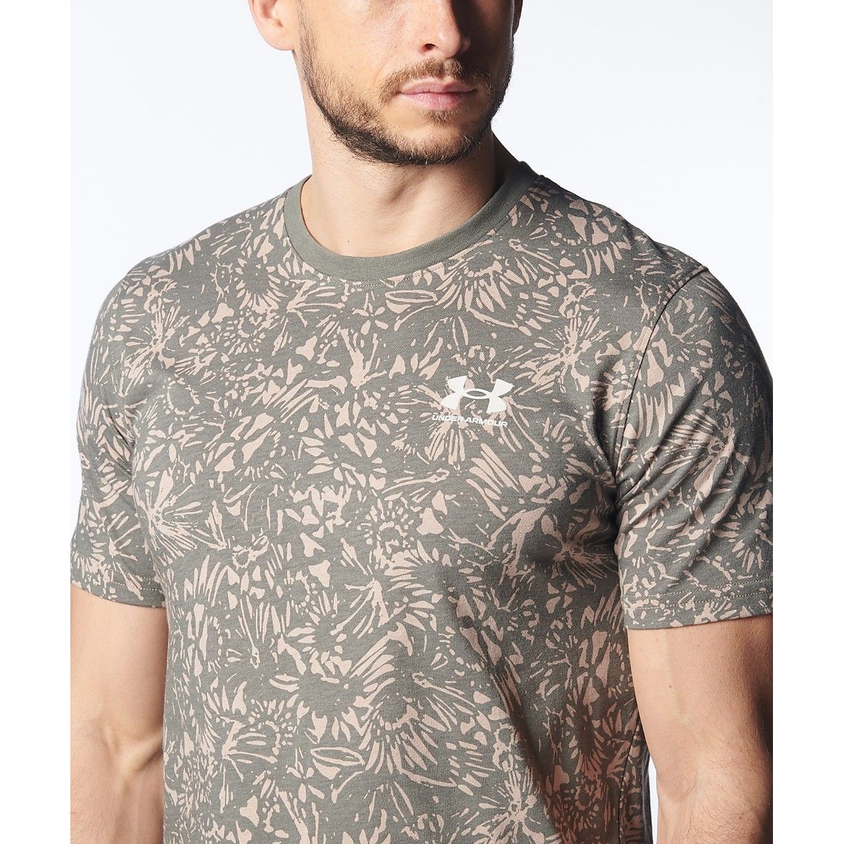 UA CHARGED COTTON SHORT SLEEVE PRINTED