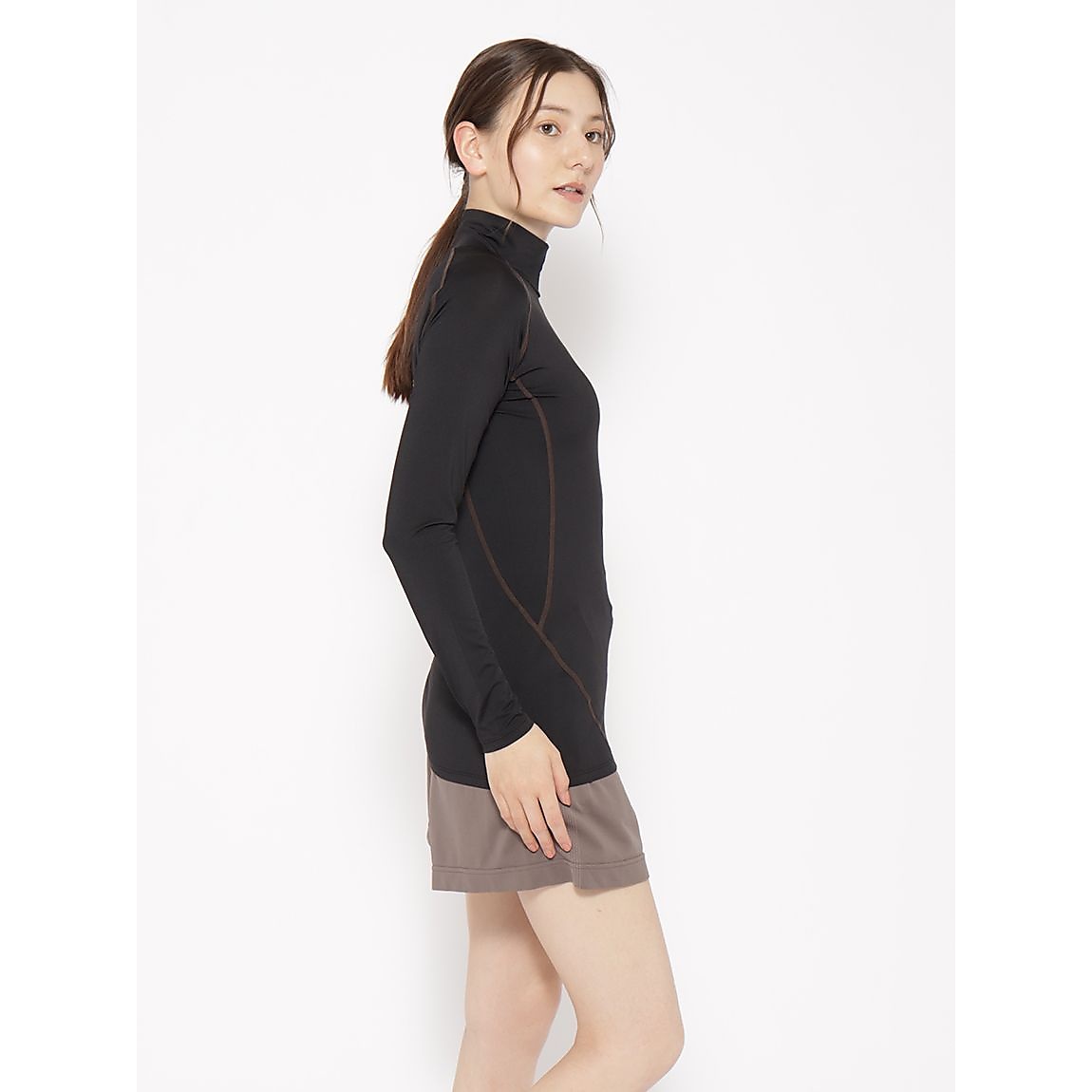 ソフトコンプレッション モックネック長袖Tシャツ LADIES