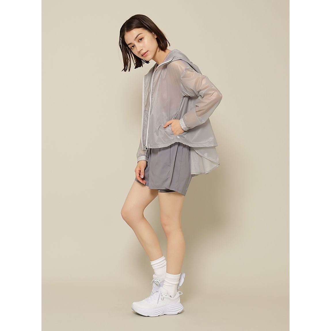 ナイロンリップ フルジップフーディフレア LADIES