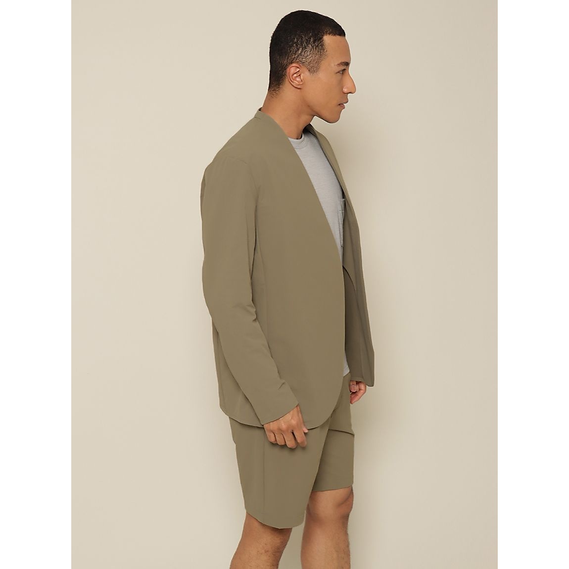 リサイクル裏ドビーナイロン カラーレスジャケット MENS