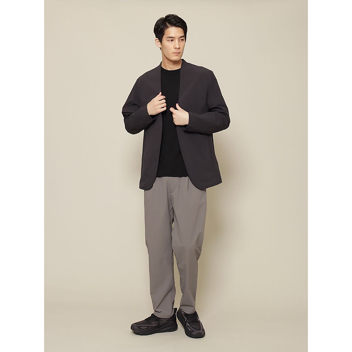 リサイクル裏ドビーナイロン カラーレスジャケット MENS