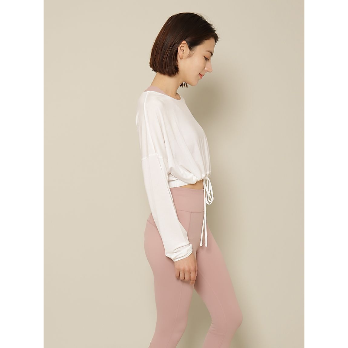 スムースジャージ クロップドドローストリングスTシャツ LADIES