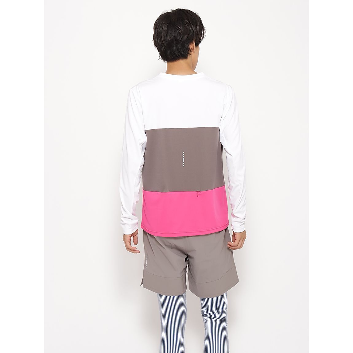 for RUN ドライスムースpr スリーカラーライン長袖Tシャツ MENS