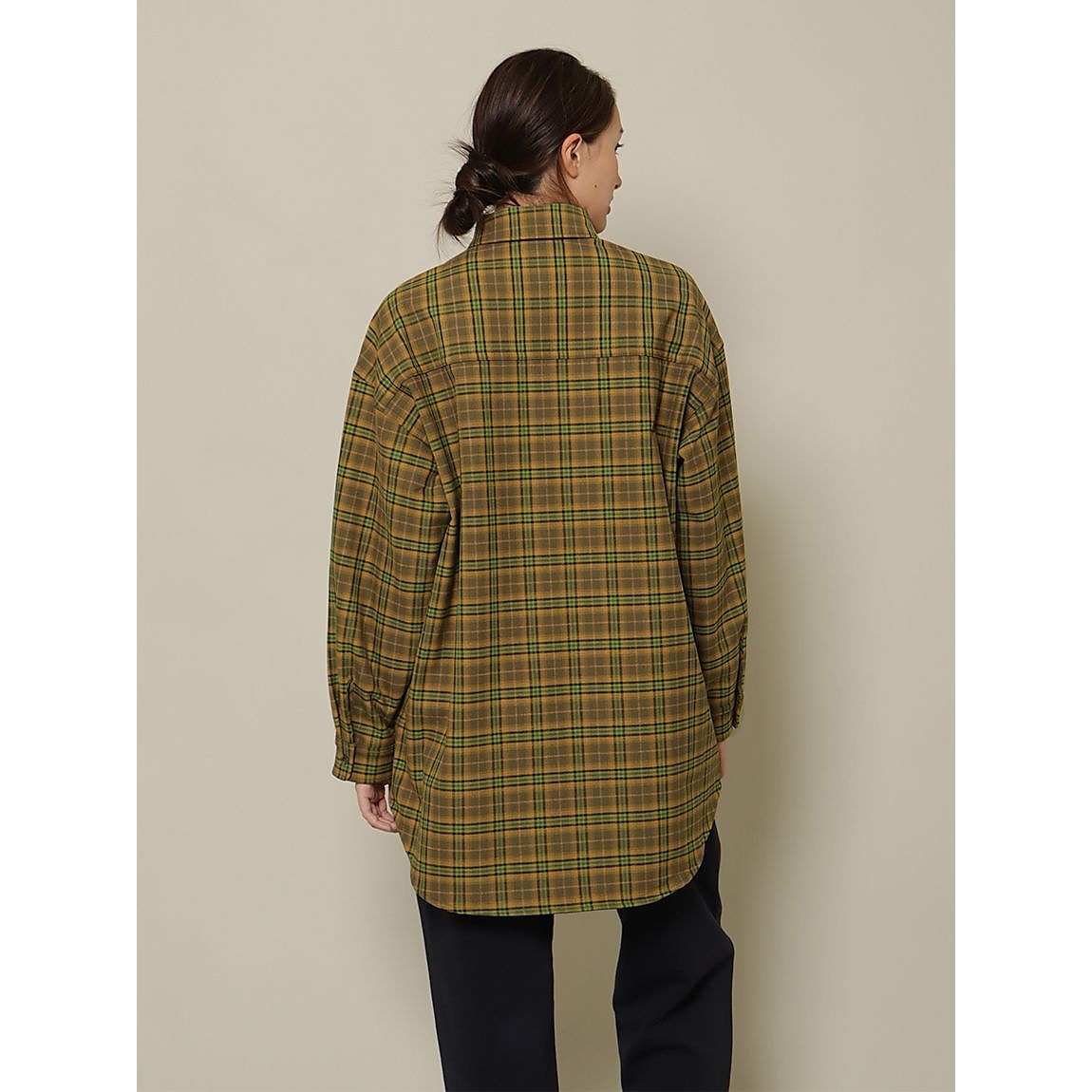 ジョーゼットチェック 裏起毛オーバーサイズシャツ