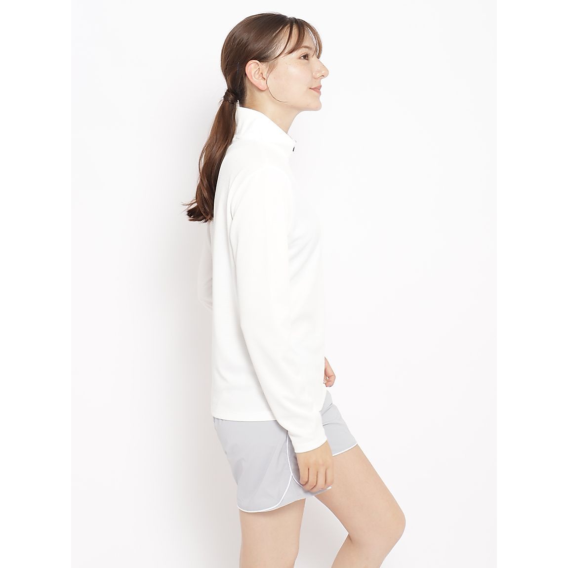 ハニカムドライスムース ハーフジップ長袖TシャツLADIES