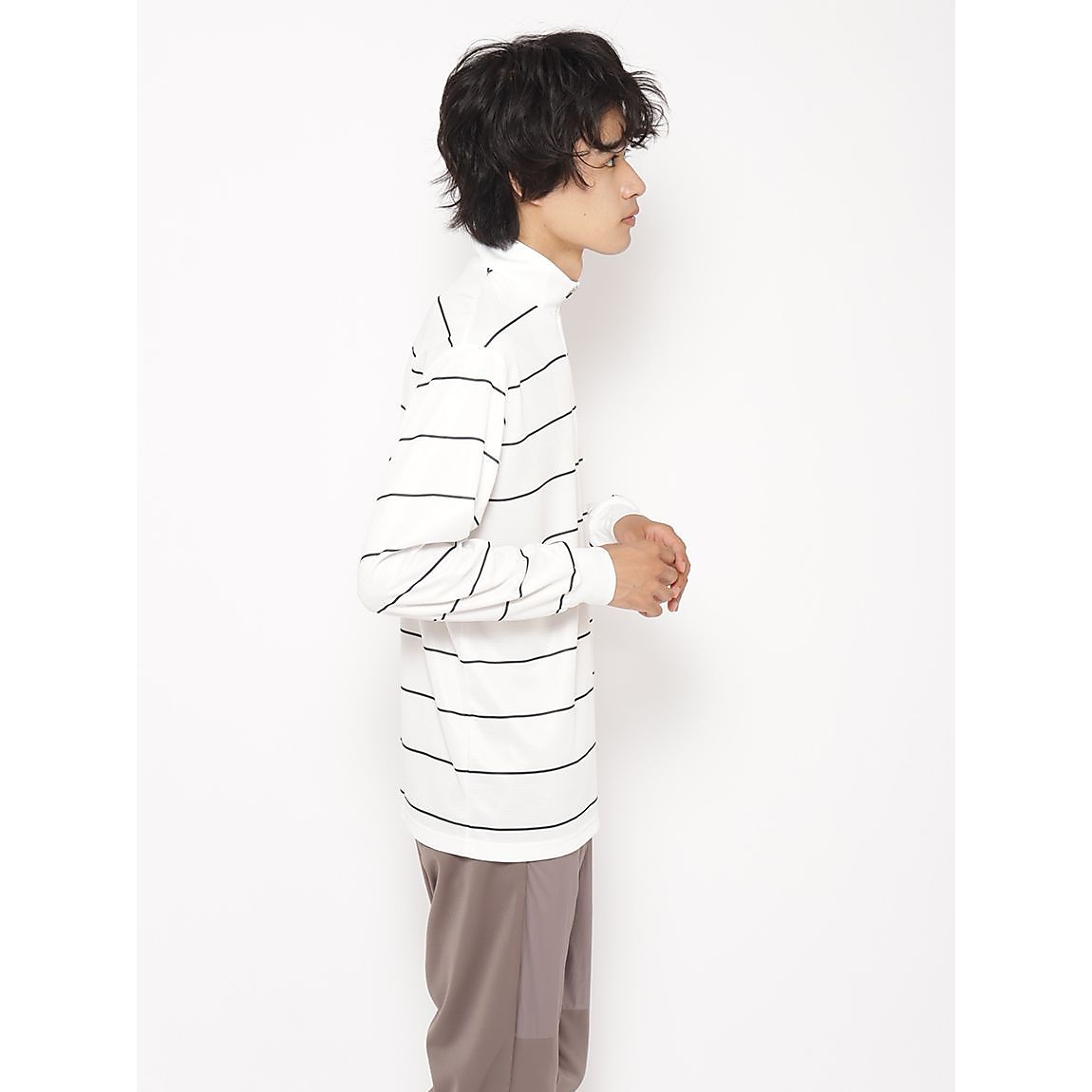 ハニカムドライスムース ハーフジップ長袖TシャツMENS