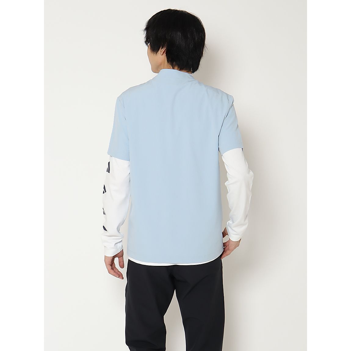 モックネック　レイヤード　ＥＰＷ　グラフィック　長袖ストレッチシャツ