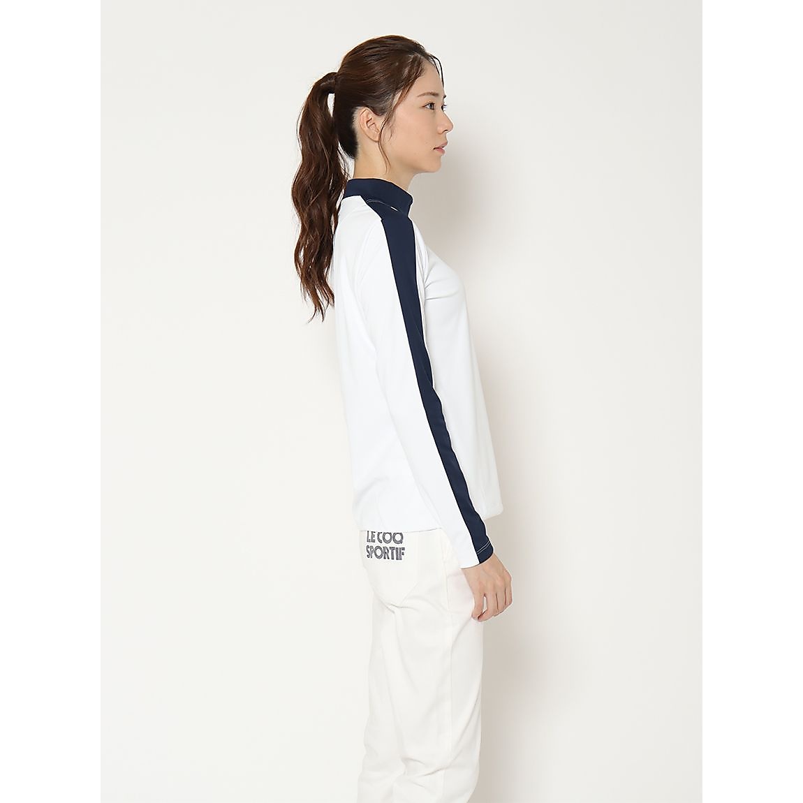 【ストレッチフォーサー】袖ラインハイネック長袖シャツ